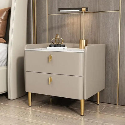 Luxury 2/3 Drawers Solid Wood Bedside Table Storage Dresser Cabinet Nightstands Slate Mini Night Stands for Bedroom Furniture - Pacisia