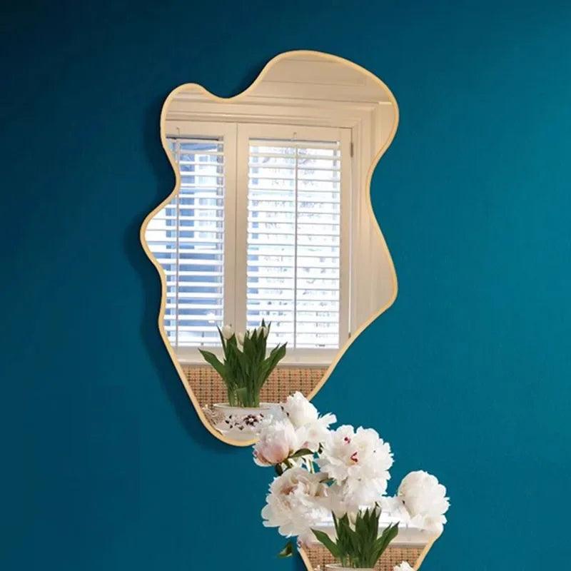 Korean Wavy Mirrors Compact Aesthetic Funky Irregular Mirrors Black Quality Art Decoracion Para El Hogar Bedroom Decoration - Pacisia
