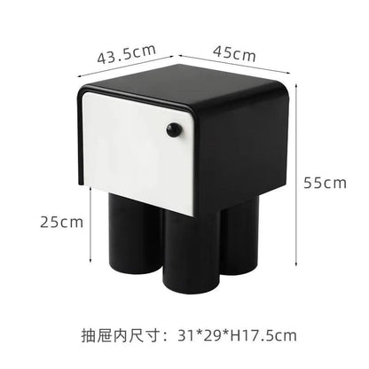 Minimalist Storage Box Nightstands Black White Simple Kawaii Bedside Table Cute Design Table De Chevet Furniture Living Room - Pacisia