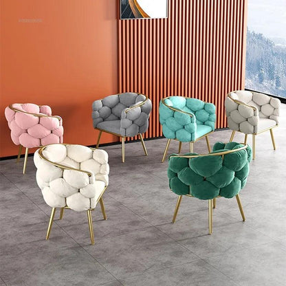 Nordic Metal Living Room Chair for Living Room Soft Upholstered Backrest Chairs Light Luxury Household Armchair for Nail Salon - Pacisia