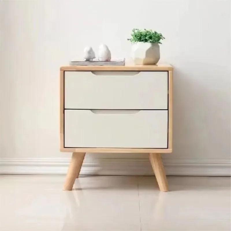 Modern Simple Scandinavian Solid Wood Nightstand Small Bedroom Bedside Storage Storage Cabinet Log Cabinet - Pacisia