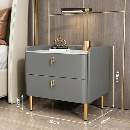 Luxury 2/3 Drawers Solid Wood Bedside Table Storage Dresser Cabinet Nightstands Slate Mini Night Stands for Bedroom Furniture - Pacisia