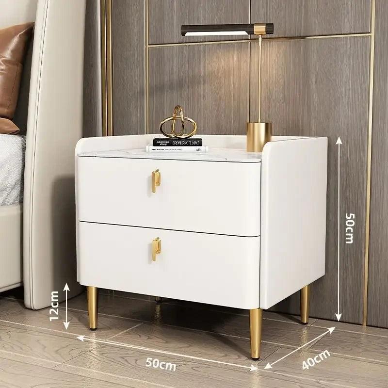 Luxury 2/3 Drawers Solid Wood Bedside Table Storage Dresser Cabinet Nightstands Slate Mini Night Stands for Bedroom Furniture - Pacisia