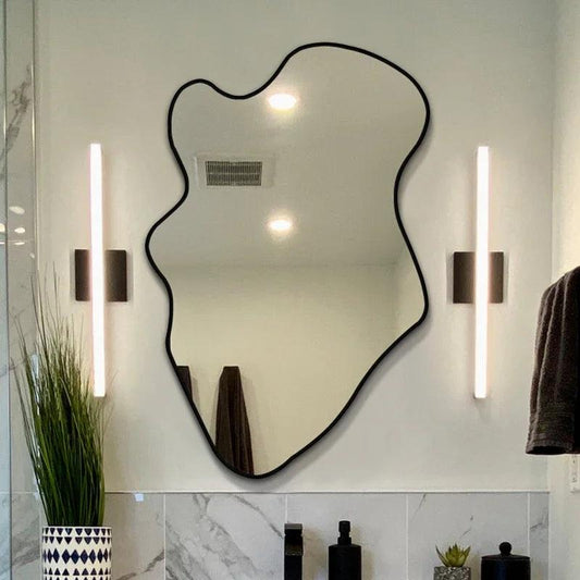Korean Wavy Mirrors Compact Aesthetic Funky Irregular Mirrors Black Quality Art Decoracion Para El Hogar Bedroom Decoration - Pacisia