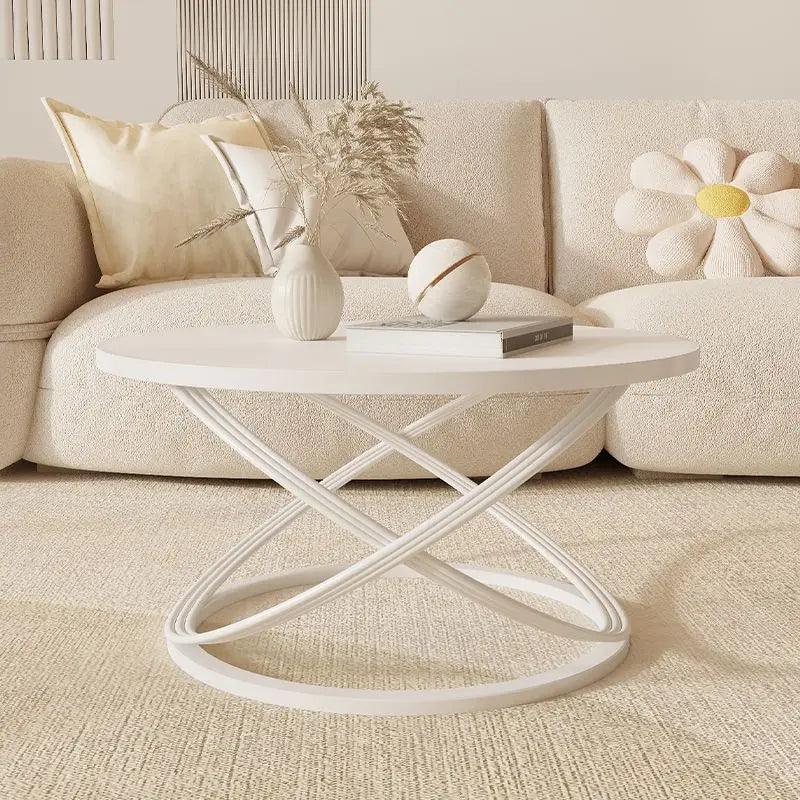 Light Luxury Small Tea Table Cream Wind Table Simple Living Room Small Household Coffee Table Round Slate - Pacisia