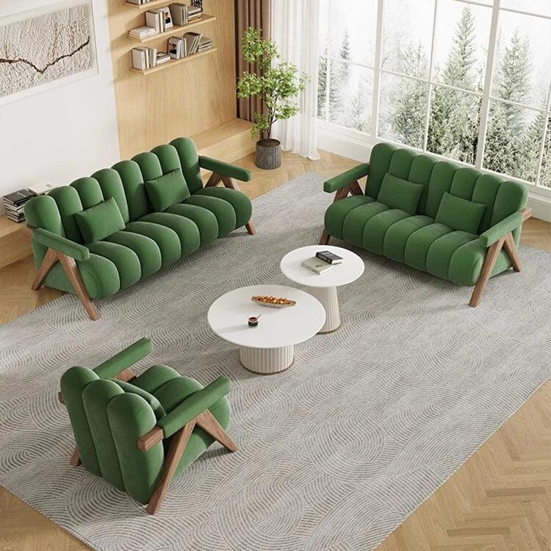 Home Floor Living Room Sofas Relaxing Wooden Green Living Room Sofas Brief Comfortable Muebles Para El Hogar Aesthetic Furniture - Pacisia