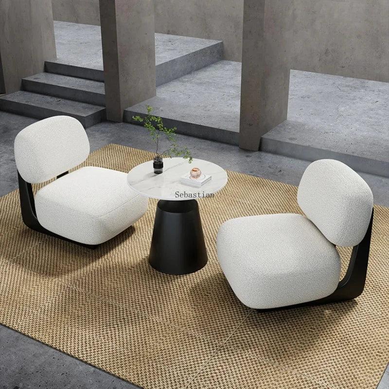 Wabi-sabi Lovely Single Sofa Chair Lamb Cashmere Simple Floor Lazy Net Red Hotel Single Chair Ins Chairs for Bedroom - Pacisia