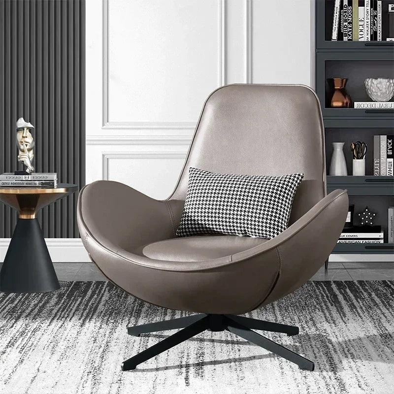 Nordic leather chair, office black metal leg pad design, relaxing armchair, industrial indoor Silla salon, bedroom furniture - Pacisia