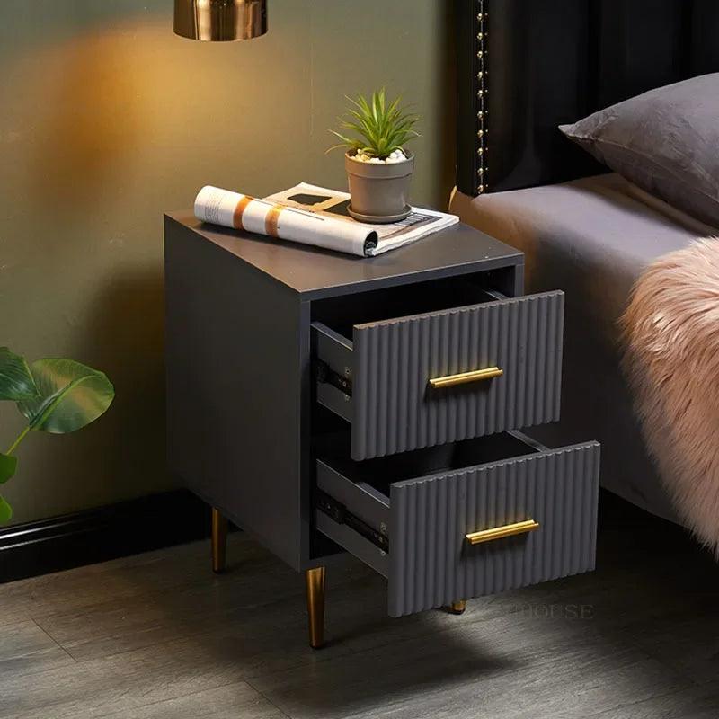 Modern Minimalist Man-made Board Nightstands for Bedroom Furniture Nordic Designer Light Luxury Home Bedroom Mini Nightstand - Pacisia
