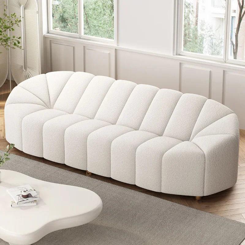 Nordic Style Leather Sofa Bed Stretch Curved Modern Designer Couch Modular White Soft Canape Chaise Canape Salon Home Furniture - Pacisia