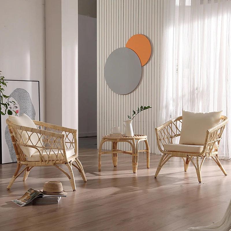 Design Rattan Garden Chairs Luxury Mid Century Comfortable Cushion Garden Chairs Ergonomic Handle Mueble Jardin Patio Furniture - Pacisia