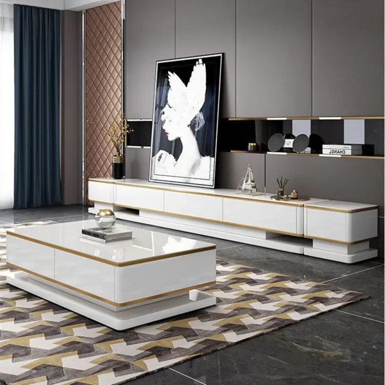 Modern Glass Coffee Table Set, Rectangular Tea Table, Light Luxury Center Table, Home Living Room Furniture, New - Pacisia