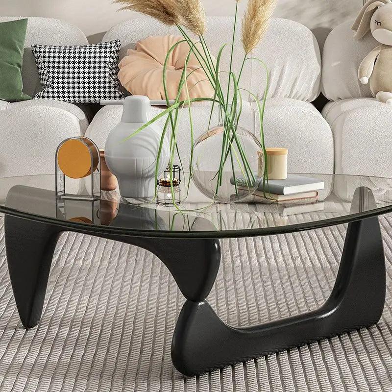 Household Glass Coffee Table Solid Wood Coffee Table Living Room Bedroom Minimalist Tea Table Fashion Modern Nordic Furniture - Pacisia