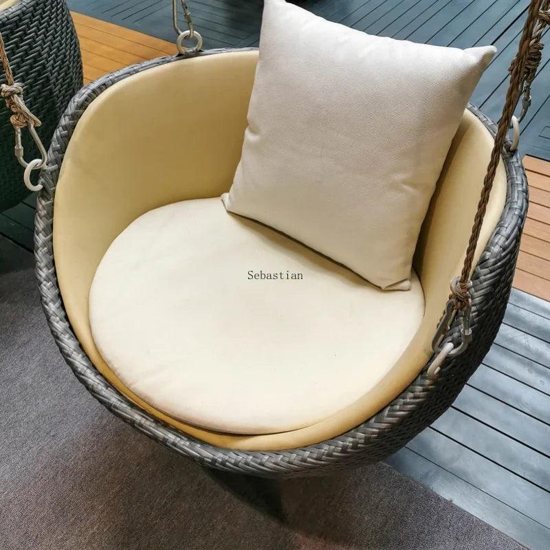 Home Designer Internet Celebrity Indoor Swing Single Rocking Chair Balcony Lazy Bird's Nest Hanging Basket Rattan Chair - Pacisia