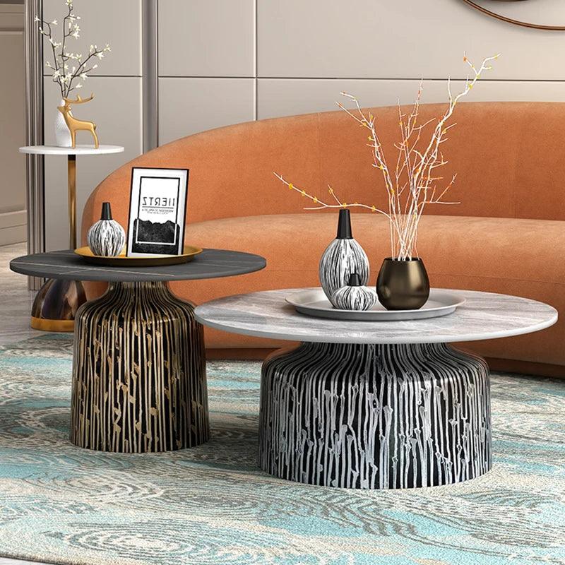 Japanese Designer Modern Coffee Table Marble Stone French Round Low Side Table Nordic Set Mueble Salon Living Room Decoration - Pacisia