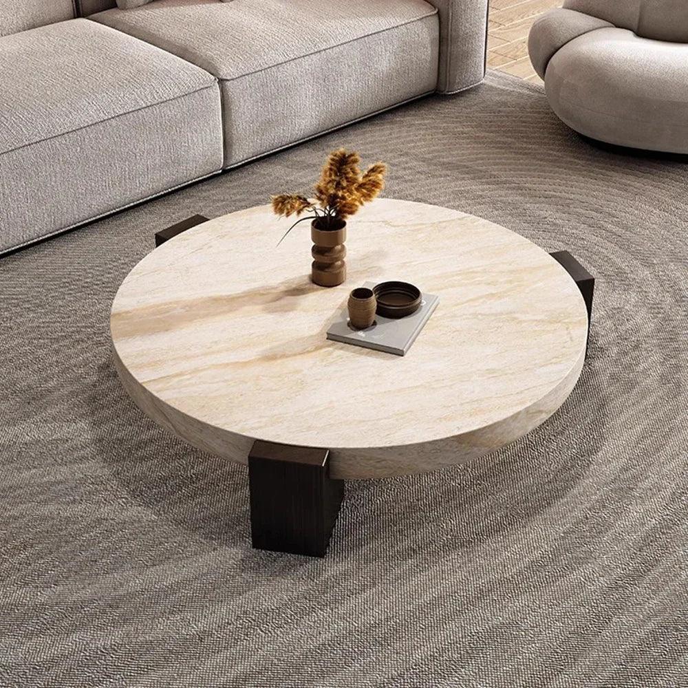 Nordic White Coffee Table Wooden Legs Standing Large Round Coffee Table Marble Top Center Couchtisch Dinning Table Set Furniture - Pacisia