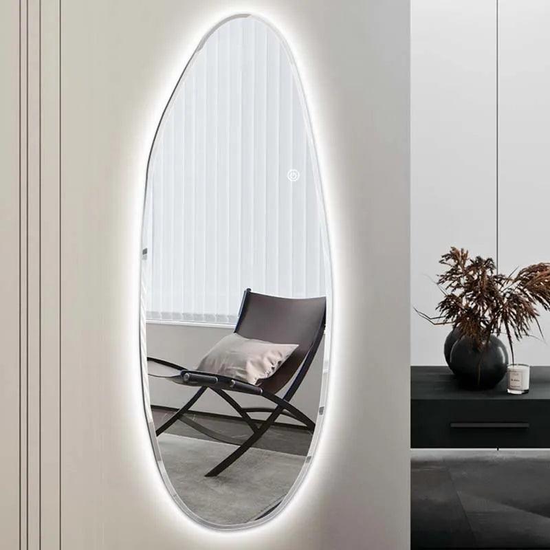 Bedroom Wall Mirror Led Light Luxury Aesthetic Living Room Vanity Mirror Korean Large Spiegel Met Verlichting Room Decor - Pacisia