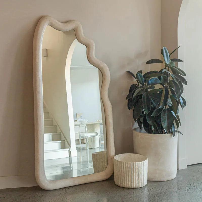 Full Length Wall Mirror Bedroom Appearance Wavechild Wave Wall Mirror Stand Home Styling Espejo Paredcute Room Decor HY50WM - Pacisia