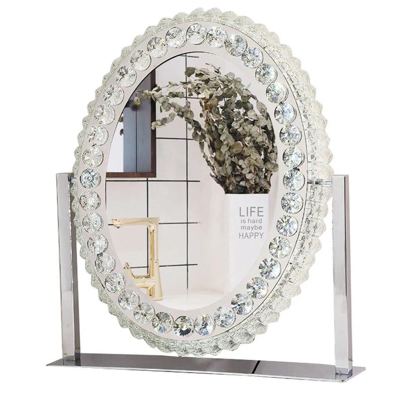 Decorative Glass Mirror Vanity Lights Round Luxury Home Decoration Bathroom Makeup Mirror Aesthetic Miroir Coiffeur Room Decor - Pacisia