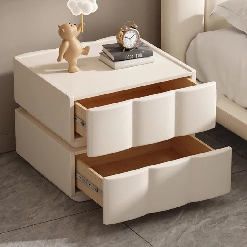 Hidden Cortex Nightstand Black Luxury High-end White Art Bedside Table Two Doors Simplicity Table De Chevet Bedrooms Furniture - Pacisia