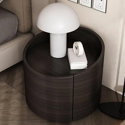 Nordic Bedside Cabinet Simple Modern Bedroom Circular Creative Smoky Color Solid Wood Round Nightstand Storage Cabinet 50x46CM - Pacisia