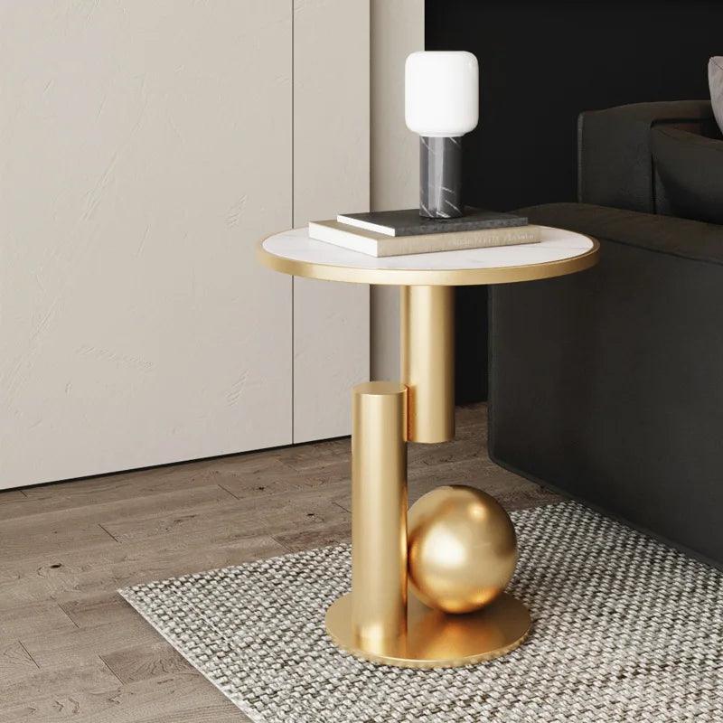 FULLLOVE Light Luxury Modern Bedside Table Bedroom Simple Furniture Sofa Wrought Iron Tea Table Ins Wind Rock Board Side Table - Pacisia