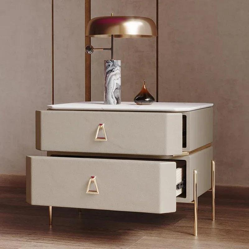 Gold Modern Nightstands Lamp Wireless Charging Smart Drawers Bedside Table Handle Living Room High Quality Mesilla Furniture - Pacisia