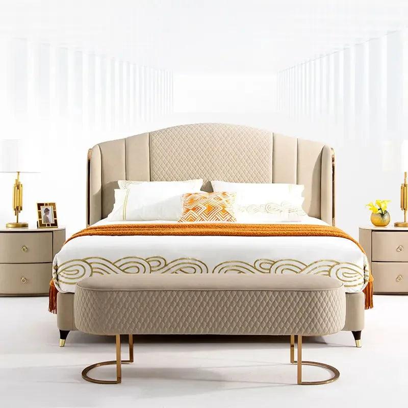 Luxury Solid Wood Oval Night Stands Modern Leather Wrapped Simple Bedside Table with Slate Storage Cabinet for Bedroom Furniture - Pacisia