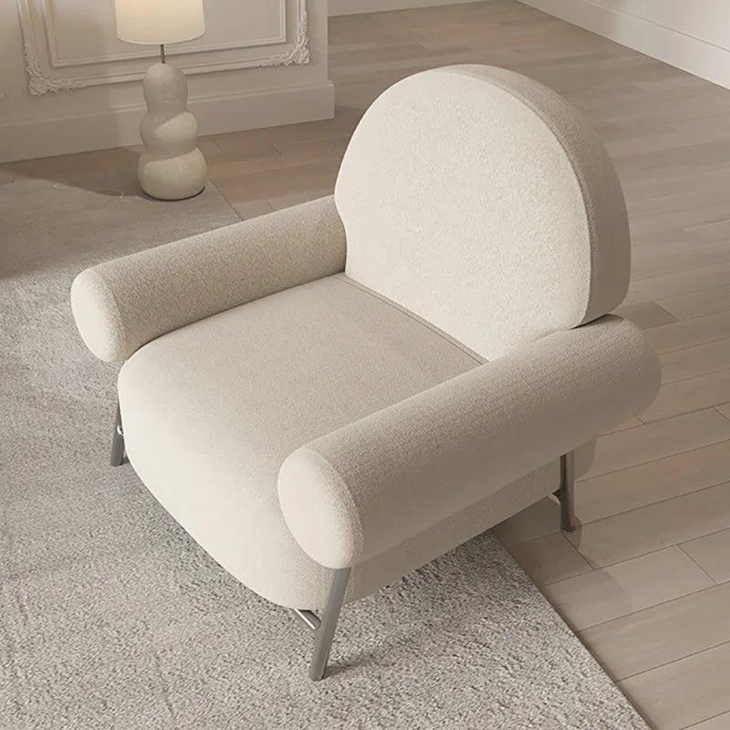 Joylove Living Room Single Sofa Designer Casual Net Red Ins Wabi Sabi Cream Style White Lamb Velvet Lazy Single Chair - Pacisia