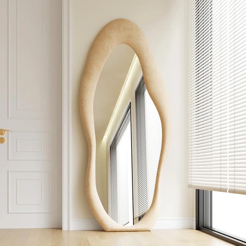 Irregular Larger Decorative Mirrors Nordic Toilet Wavy Aesthetic Decorative Mirrors Bedroom Miroir Mural Home Decoration - Pacisia