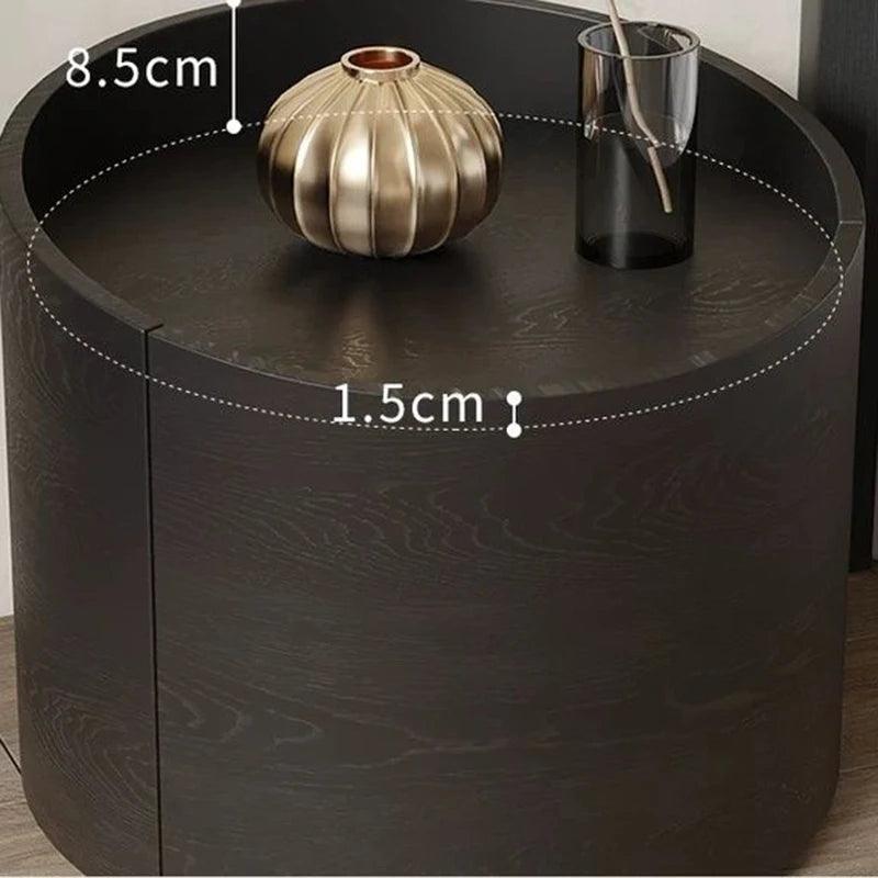 Nordic Bedside Cabinet Simple Modern Bedroom Circular Creative Smoky Color Solid Wood Round Nightstand Storage Cabinet 50x46CM - Pacisia