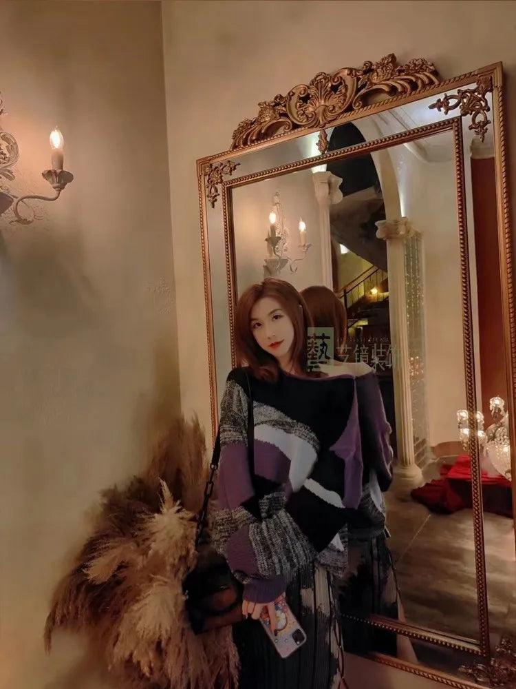 Customized European style retro full body mirror,light luxury carved floor mirror,dressing mirror,wall mounted large mirror - Pacisia