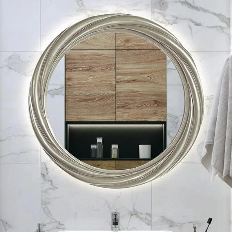 Gold Mirror Bathroom Light Led Big Makeup Shower Round Toilet Vanity Wall Mount Mirrors Circle Espejo Pared Bathroom Vanity Unit - Pacisia