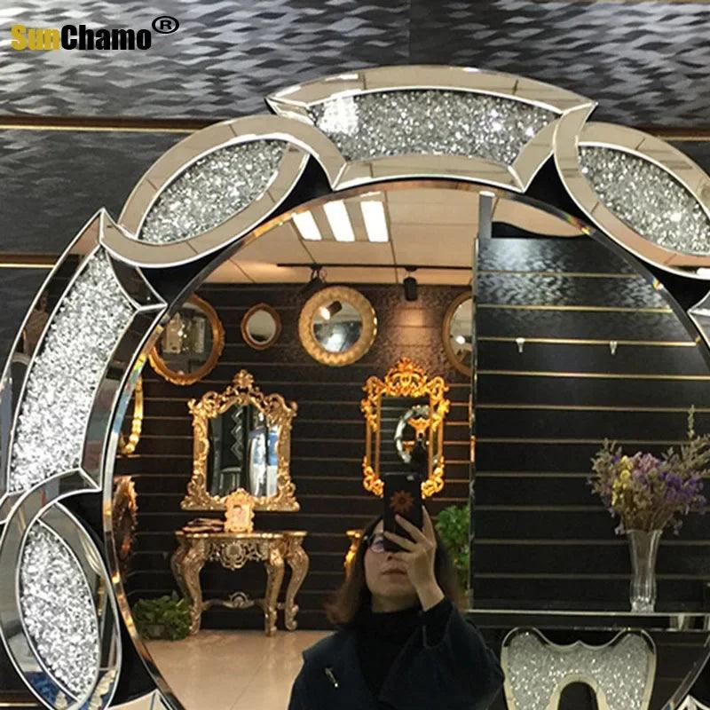Sunchamo Acrylic Rhinestone Mirror Splicing Entrance Decorative Mirrors Wall-mounted Hotel Club Bathroom Vanity Home Decoration - Pacisia