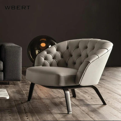 Wbert Minimalist Designer With Italian Leather And Cloth Modular For Bedroom Living Room Dining Hotel Beauty Sofa Chair - Pacisia