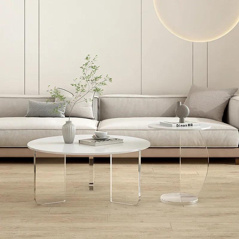 Nordic Round Coffee Tables Glass Luxury Modern Living Room Coffee Tables Unique Design Mesa Auxiliar Salon Home Furniture - Pacisia