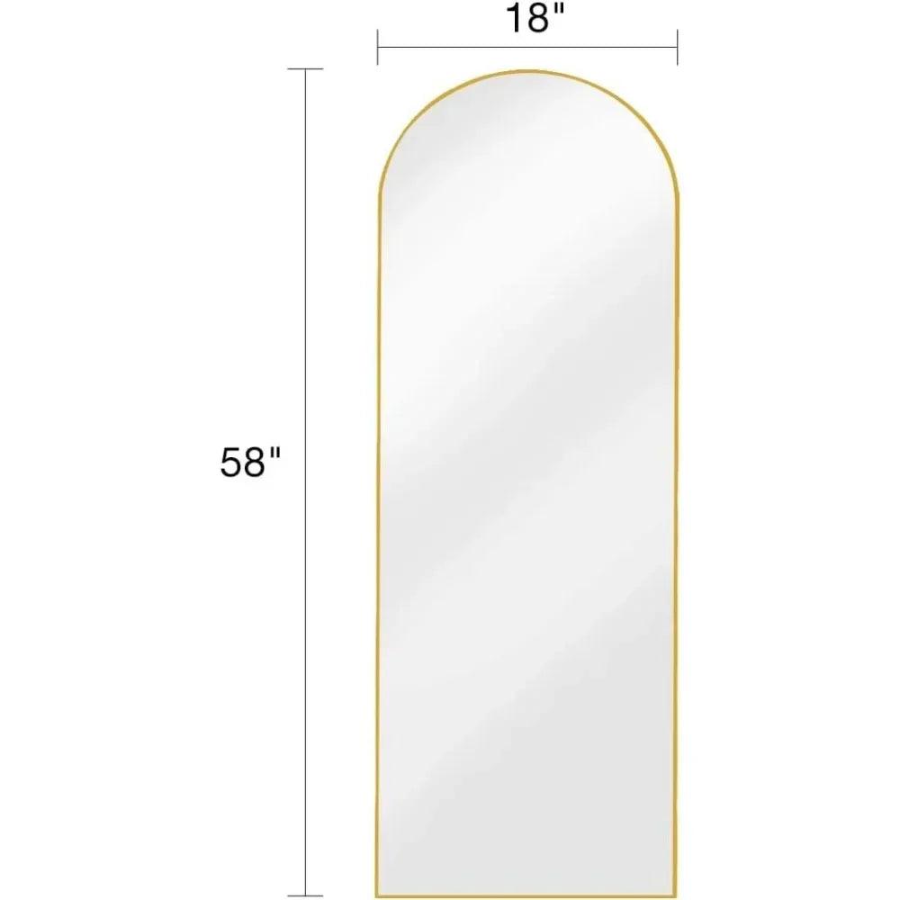 Floor Mirror, Full Length Mirrors with Stand, Arched Wall,Glassless Full Length,Mounted for Bedroom Living Room(Gold) - Pacisia