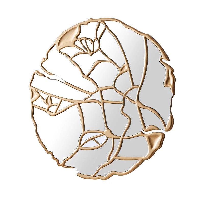 Irregular Golden Decorative Mirrors Toilet Girls Luxury Glass Decorative Mirrors Circle Decoracion Pared Decoration Aesthetic - Pacisia