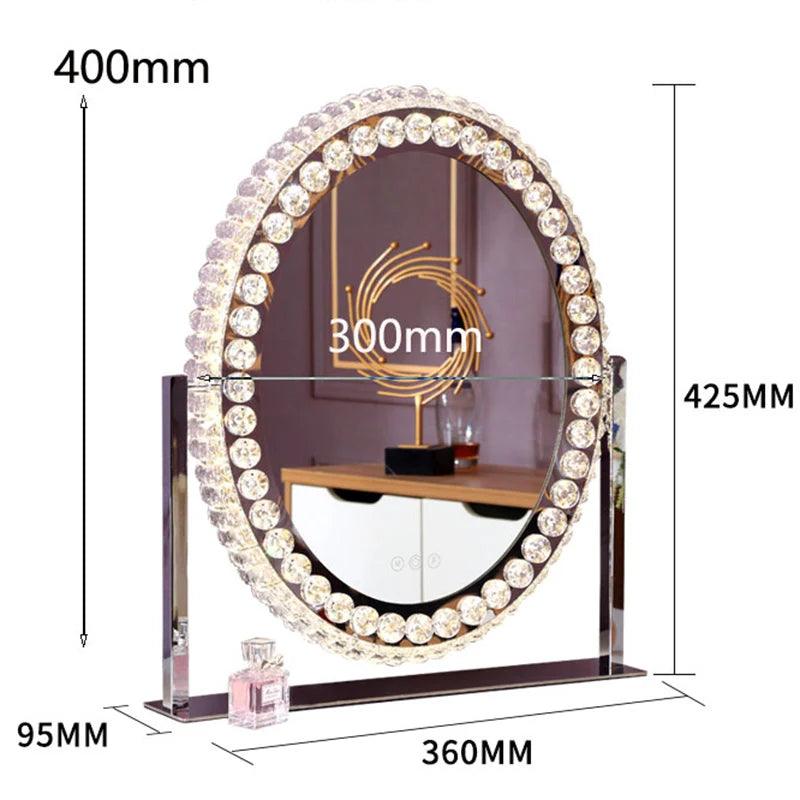 Decorative Glass Mirror Vanity Lights Round Luxury Home Decoration Bathroom Makeup Mirror Aesthetic Miroir Coiffeur Room Decor - Pacisia
