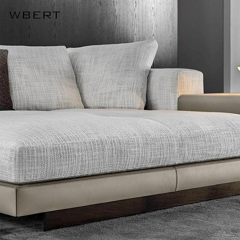 Wbert Italian Designer Large Family Corner Sofa Cotton Hemp Fabric Minimal Living Room Modular Combination For Hotel Villa Use - Pacisia