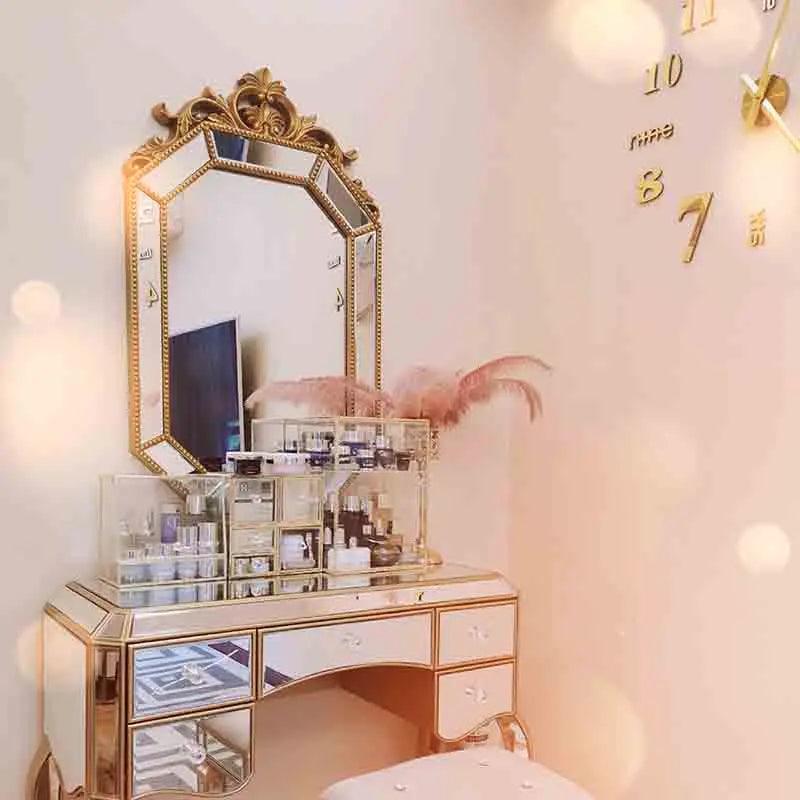 Nordic Bedroom Wall Mirrors Make Up Elegant Plastic Hanging Decorative Mirror Shower Toilet Espelho Adesivo De Parede Decoration - Pacisia