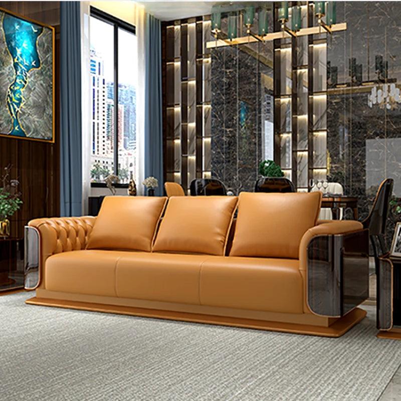 Genuine Leather Living Room Sofa Fancy Luxury Designer Sectional Couch Italian Loveseat Canape Salon De Luxe Apartment Furniture - Pacisia