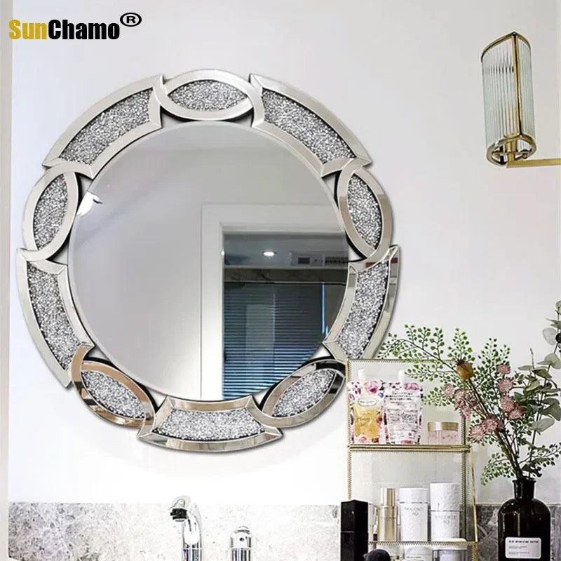 Sunchamo Acrylic Rhinestone Mirror Splicing Entrance Decorative Mirrors Wall-mounted Hotel Club Bathroom Vanity Home Decoration - Pacisia