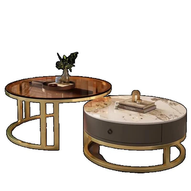 Storage Metal Coffee Table Set Living Room Luxury Modern Coffee Tables Round Minimalist Space Saving Kaffee Tische Decoration - Pacisia