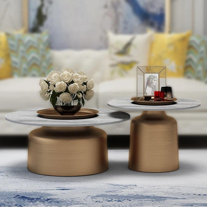 Japanese Designer Modern Coffee Table Marble Stone French Round Low Side Table Nordic Set Mueble Salon Living Room Decoration - Pacisia