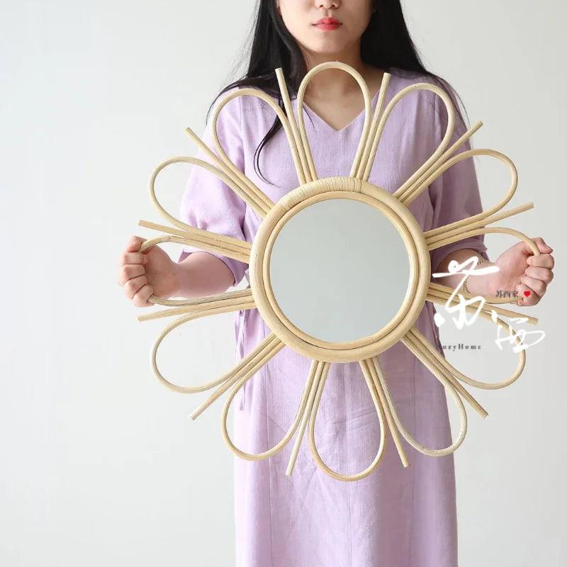 Nordic Decorative Wall Mirror Modern Style Small Bedroom Gift Mirror Hanging Display Espejos Aesthetic Mirror Home Decor - Pacisia