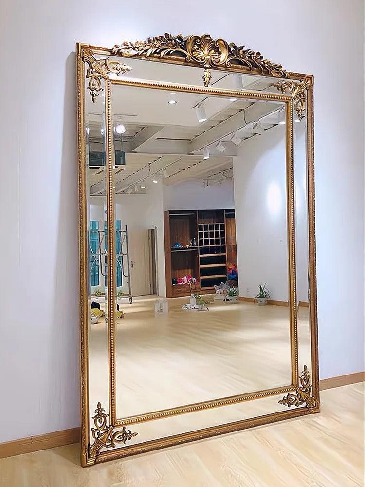 Customized European style retro full body mirror,light luxury carved floor mirror,dressing mirror,wall mounted large mirror - Pacisia