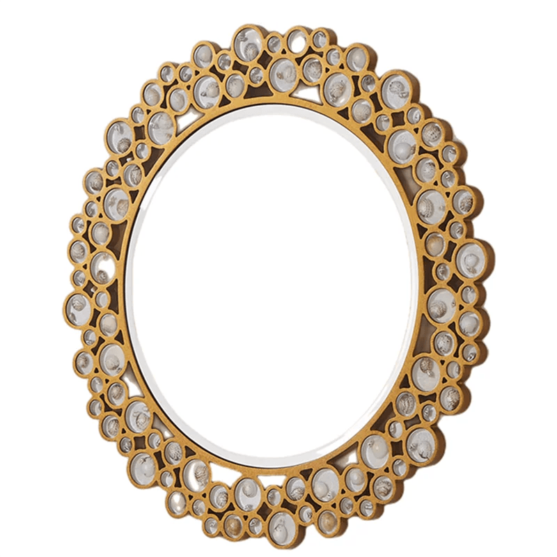 Round Wall Mirror Hanging Pendant Gold Sticky Mirrors Bedrooms Aesthetic Dekoracyjne Lustra Livingroom Decor Accessories - Pacisia