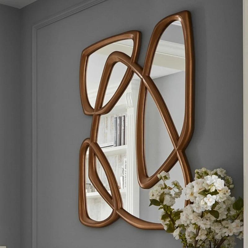 Luxury Wall Decorative Mirrors Wavy Nordic Irregular Gold Decorative Mirrors Large Glass Miroir Mural Room Decoration Aesthetic - Pacisia