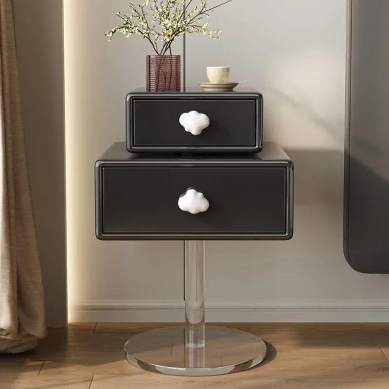 Modern Rotating Nordic Nightstand Double Layer Storage Cabinet Acrylic Modern Simple Solid Wood Tables De Nuit Furniture KMNS - Pacisia